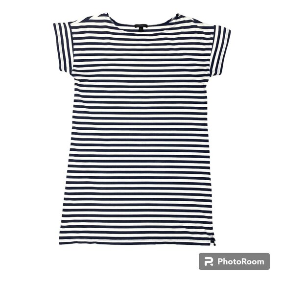 Women's J. CREW Short-Sleeve Striped Cotton Mini Dress- Size Small - Picture 2 of 15